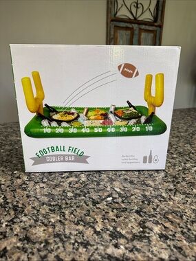 Football Field Cooler Bar Inflatable with Goalpost Detail - Green & Yellow NEW